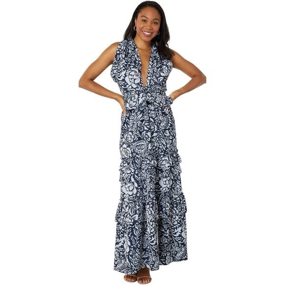 Outerknown Bailey Maxi Dress in Marine Waverly Floral Sz.10 NWT - Picture 3 of 7